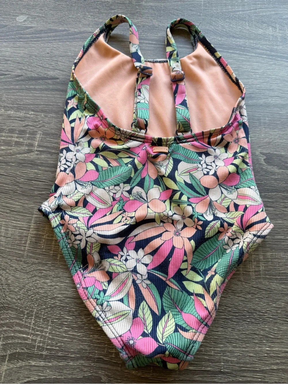 Roxy Girls Floral One-Piece Swimsuit - Pink Green Navy